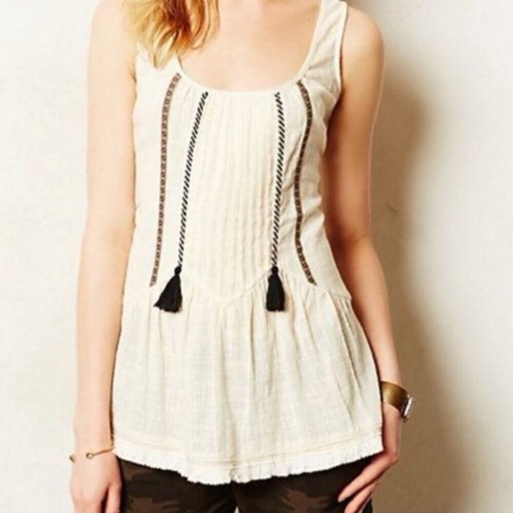 Anthropologie One September Boho Tassel Tank